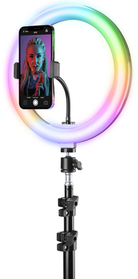Cellularline Selfie Ring Pro Multicolor LED Ring Light with Tripod - Black
