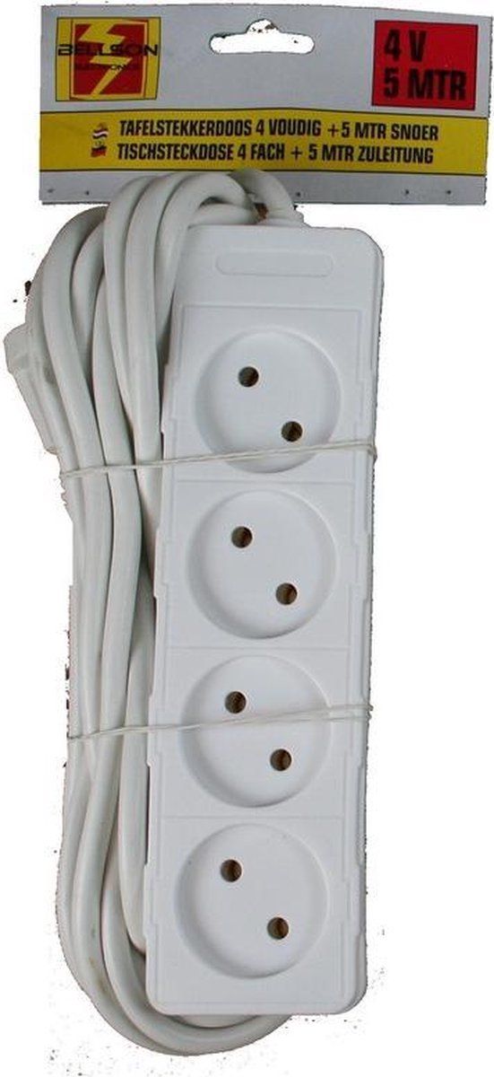 Ben Tools 3x Stekkerdoos 4-voudig wit - 5 meter