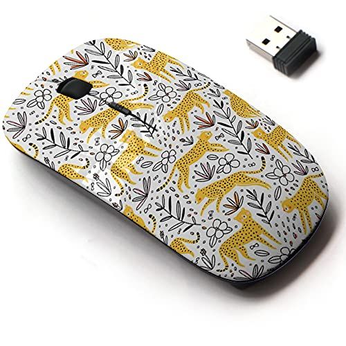 CJCBROES 2.4G draadloze muis met schattig patroonontwerp voor alle laptops en desktops met nano-ontvanger - Cheetahs jachtvlinders