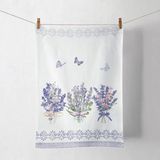 Ambiente Set van 2 Theedoeken Kitchen towel Lovely lavender white 50x70 cm – 100% Katoen – Lavendel Bloemen Keukendoeken