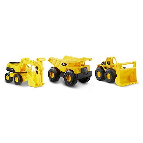 Caterpillar - Set van 3 voertuigen - Vrachtwagen, Graafmachine en Voorlader - Geel - 25 cm
