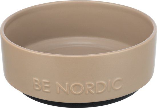 Trixie Be Nordic Voerbak Hond Keramiek/Rubber Taupe 18 cm 1.2 L
