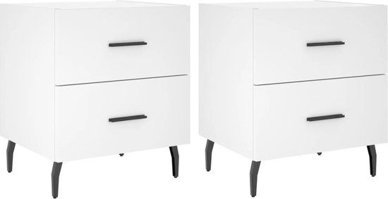 vidaXL Nachtkastjes - 2 stuks - 40x35x47,5 cm - Bewerkt Hout - Wit