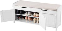 VEVOR Schoenenrekbank, 105x35x50,3cm, Halbank met Opbergruimte, Zitkussen en 3 Compartimenten, Schoenenrek, Draagvermogen 113,4 Kg, voor Voordeur, Hal, Woonkamer, Slaapkamer, Zwart