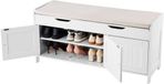 VEVOR Schoenenrekbank, 105x35x50,3cm, Halbank met Opbergruimte, Zitkussen en 3 Compartimenten, Schoenenrek, Draagvermogen 113,4 Kg, voor Voordeur, Hal, Woonkamer, Slaapkamer, Zwart