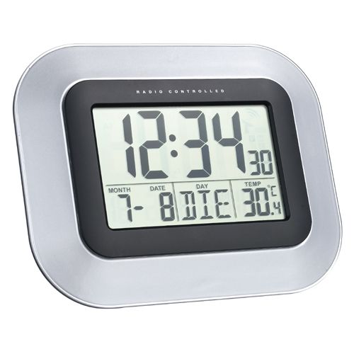 Proficell WS 8005 Radio Controlled Wall Clock - Black/Silver