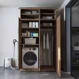 Roomart DORA-II Wasmachine Ombouwkast 130x230 cm met Opzetkast - Eiken