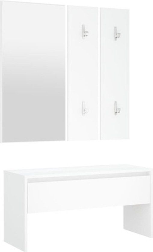 vidaXL Garderobe set bewerkt hout wit