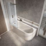 Hudson Reed Otterton Baignoire d'angle gauche moderne semi-îlot - 170 x 72,5 cm - Pare-baignoire cuivre brossé