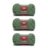 Red Heart Scrubby Green Tea 3 bollen 100 g 84 m polyester nr. 4 medium (gekamd) voor breien/haken (groen)