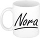 Bellatio Decorations Nora Naam koffiemok - beker - met sierlijke letters - wit