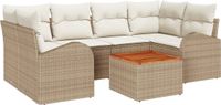 vidaXL Tuinbank Set 2 zitplaatsen Beige en Crème Polyrattan
