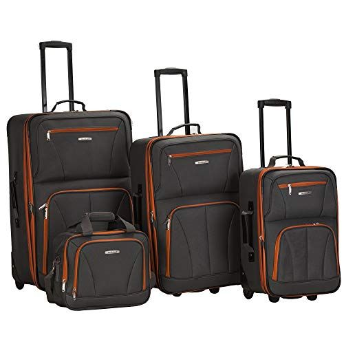 Rockland 4 stuks LUGGAGE SET, unisex volwassenen bagage set, F32-CHARCOAL