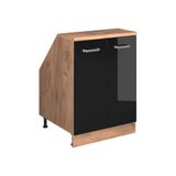Vicco Rion Kast voor schuine wand – 60 x 81.6 cm met 2 deuren, kastromp 60 cm diepte Zwart hoogglans