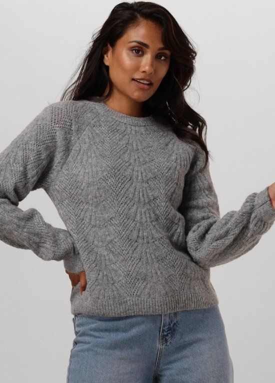 OBJECT Objflora Re L/s Knit Pullover Trui Dames - Grijs - Maat XS