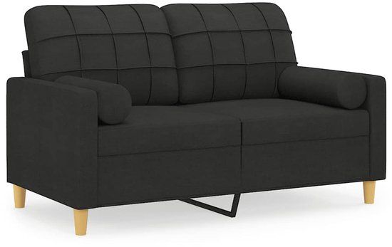 vidaXL Tweezitsbank met sierkussens 120 cm stof zwart