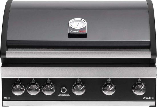 Grandhall Maxim G5 Inbouw Gas BBQ - 6 Branders - Zwart/Zilver