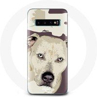 Maniacase Hoesje voor Samsung Galaxy S10 Plus Pitbull Hond Wit