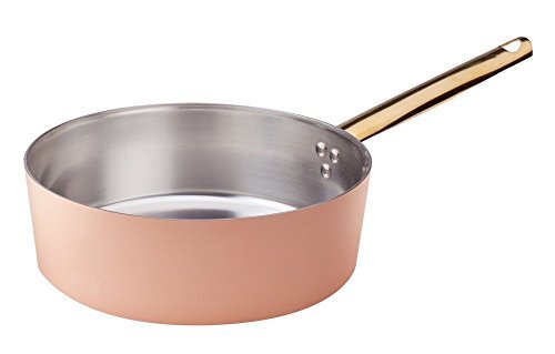 Pentole Agnelli ALCU10720 Koperarme pan met messing handvat, handvertind glad koper, 20 cm