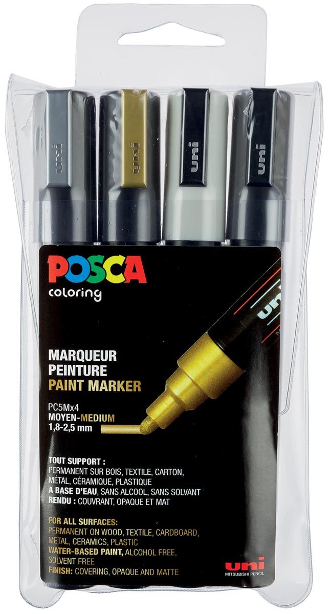 Posca Posca Verfstift 1.8-2.5mm ass set à 4stuks