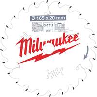 Milwaukee Cirkelzaagblad voor Hout | Ø 165mm Asgat 20mm 24T - 4932471294