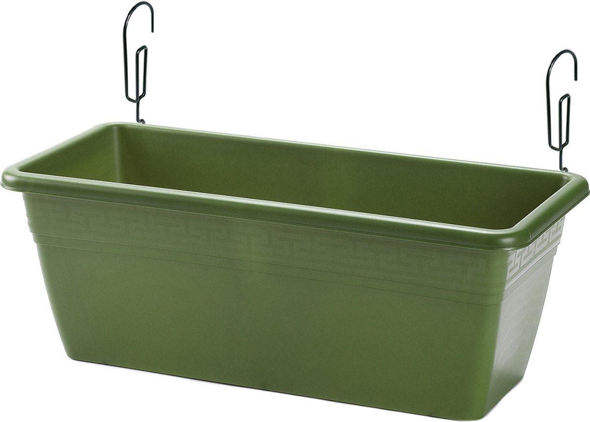 Forte Plastics Hangende plantenbak donkergroen rechthoekig 40 x 18 x 15 cm