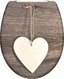 SCHÜTTE WC-Bril 82377 WOOD HEART - Duroplast - Soft Close - Afklikbaar - RVS-Scharnieren - Decor - 3-zijdige Print