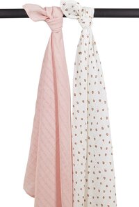 Meyco Baby Mini Panther swaddle - 2-pack - Soft Pink - 120x120cm