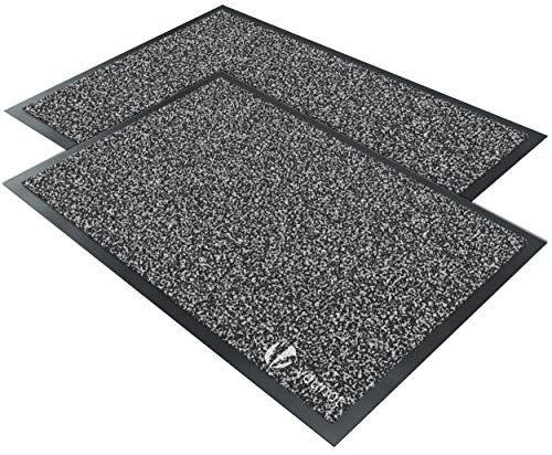 VOUNOT Deurmatten voor binnen en buiten, antislip, stofdicht, waterdicht, wasbaar, 2 stuks, 40 x 60 cm, antraciet