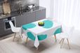 Bonamaison Tafelkleed, Anti-Mold, Sneldrogend, Waterdicht, 100% Polyester Tafellaken, Turkoois, wit, 140 x 140 Cm
