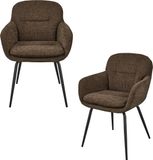 WOOOD Runa Eetkamerstoelen - Polyester - Warm Bruin - Set van 2