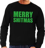 Bellatio Decorations Bol Foute kersttrui / sweater Merry Shitmas zwart voor heren - M