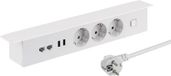 NV64L Prise de table - Lot de 2 - Prise de terre à 3 voies avec USB et connexion LAN - Bouton marche/arrêt