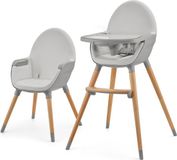 Kinderkraft FINI 2 Kinderstoel 2-in-1 – Kunstlederen Bekleding – Verstelbare Tray – Grijs