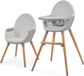 Kinderkraft FINI 2 Kinderstoel 2-in-1 – Kunstlederen Bekleding – Verstelbare Tray – Grijs