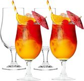 Merkloos Cocktailglazen op voet - 4x stuks - glas - 370 ml - pina colada/sex on the beach glazen