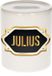 Shoppartners Bv tirelire avec prénom Julius - blanc - avec emblème or/noir - 8 x 9 cm - céramique - avec bouchon - cadeau anniversaire