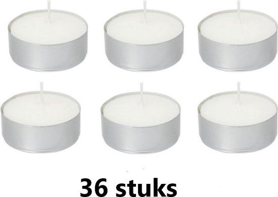 Metro Aro - Waxinelichtjes Theelichtjes Maxi 8 uur - 36 stuks - Wit