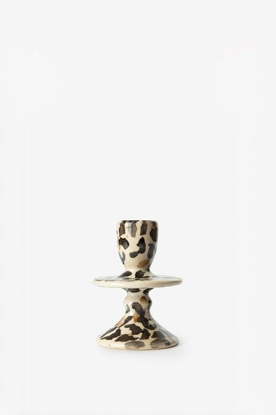 Sissy-Boy Lichtbruine ruffle kandelaar met leopard print small