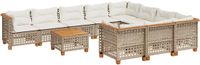 vidaXL 11-delige Tuinset met Kussens, Poly Rattan, Beige