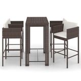vidaXL 5-delige Tuinbarset met Kussens, Poly Rattan, Bruin