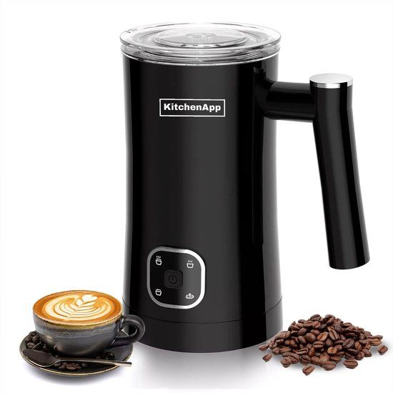 KitchenApp Elektrische Melkopschuimer - 4 in 1 - 350ML - Zwart