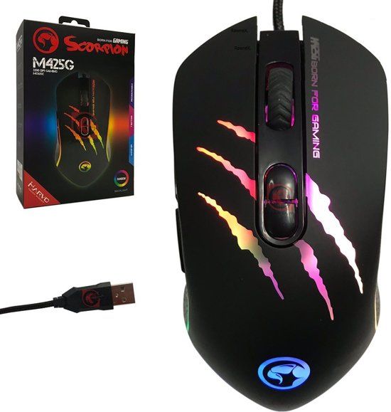 SCORPION MA-M425G Gaming Muis - Zwart - 3200 DPI - USB
