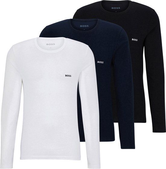 Boss Outdoorshirt Mannen - Maat XL - Zwart - blauw - wit - Katoen - Lange mouw - Ronde hals - Casual