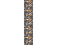 Ambiance Sticker Voorgelijmd vliesbehang - ABSTRACTE GRIJZE EN ORANJE BLOEMEN - 1 rol van 300x60 cm