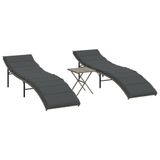 VidaXL Lounge Tuinstoel Gecapitonneerde zitting Polyrattan, Staal Grijs