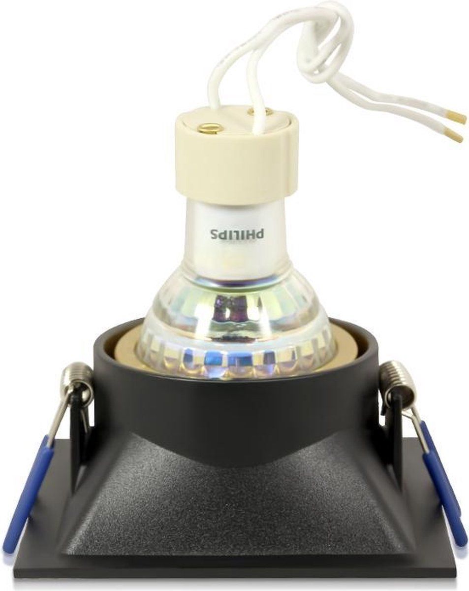 Philips Premium Inbouwspot Nore Goud, Zwart - Vierkant - Warm Wit (3000K) - Aluminium