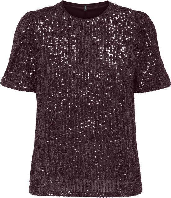 Only Lana Loose Sequins Top Women - Size S - Dark Red