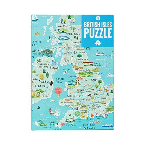 Talking Tables Blauwe UK Map British Isles Jigsaw Puzzel & Poster, 1000 stukjes