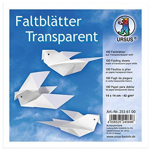 Ursus 2536100 - vouwbladen transparant papier, wit, 42 g, ca. 14 x 14 cm, 100 vellen